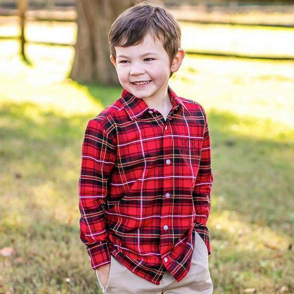 boys black plaid shirt