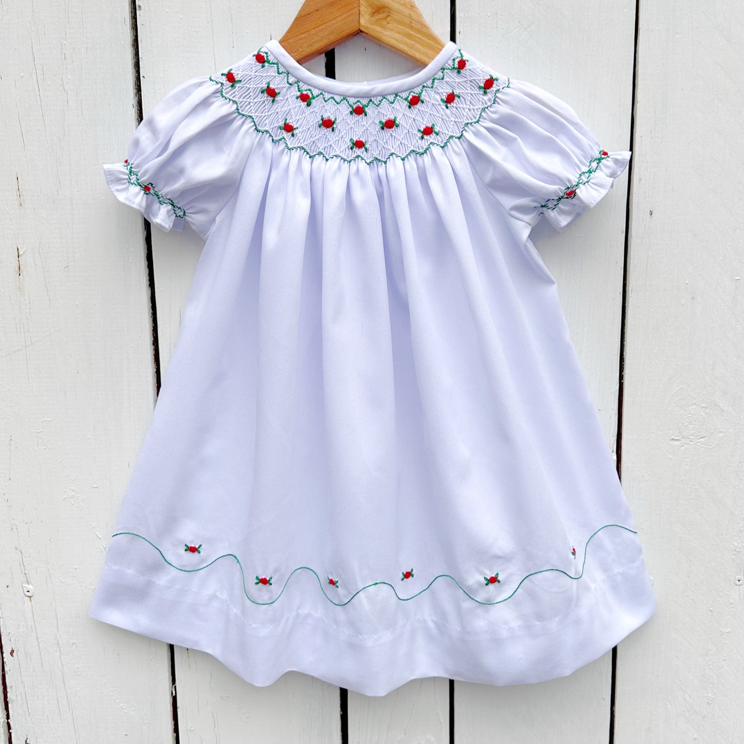 Smocked White Christmas Dress Bishop