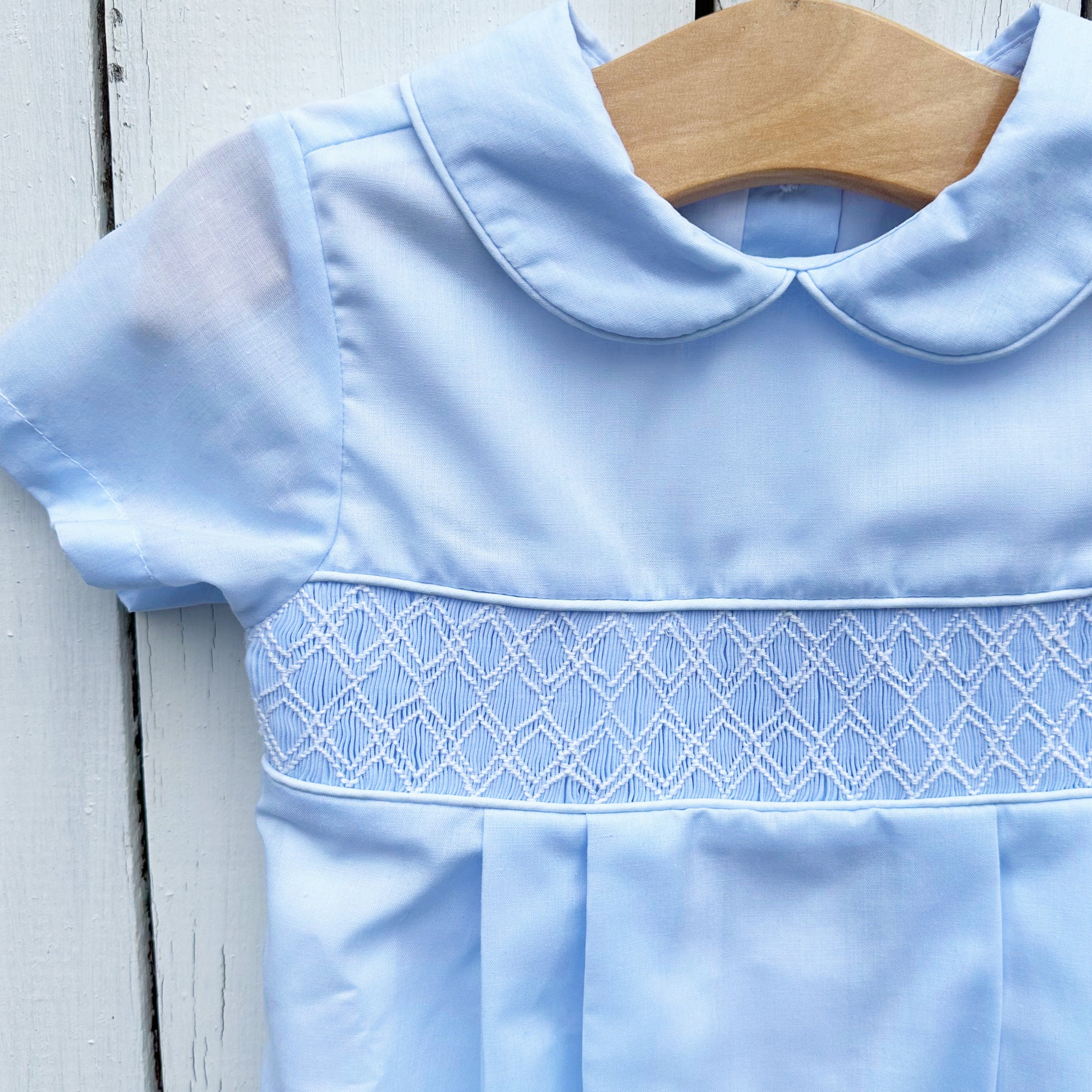 Boys Blue Smocked Bubble Easter