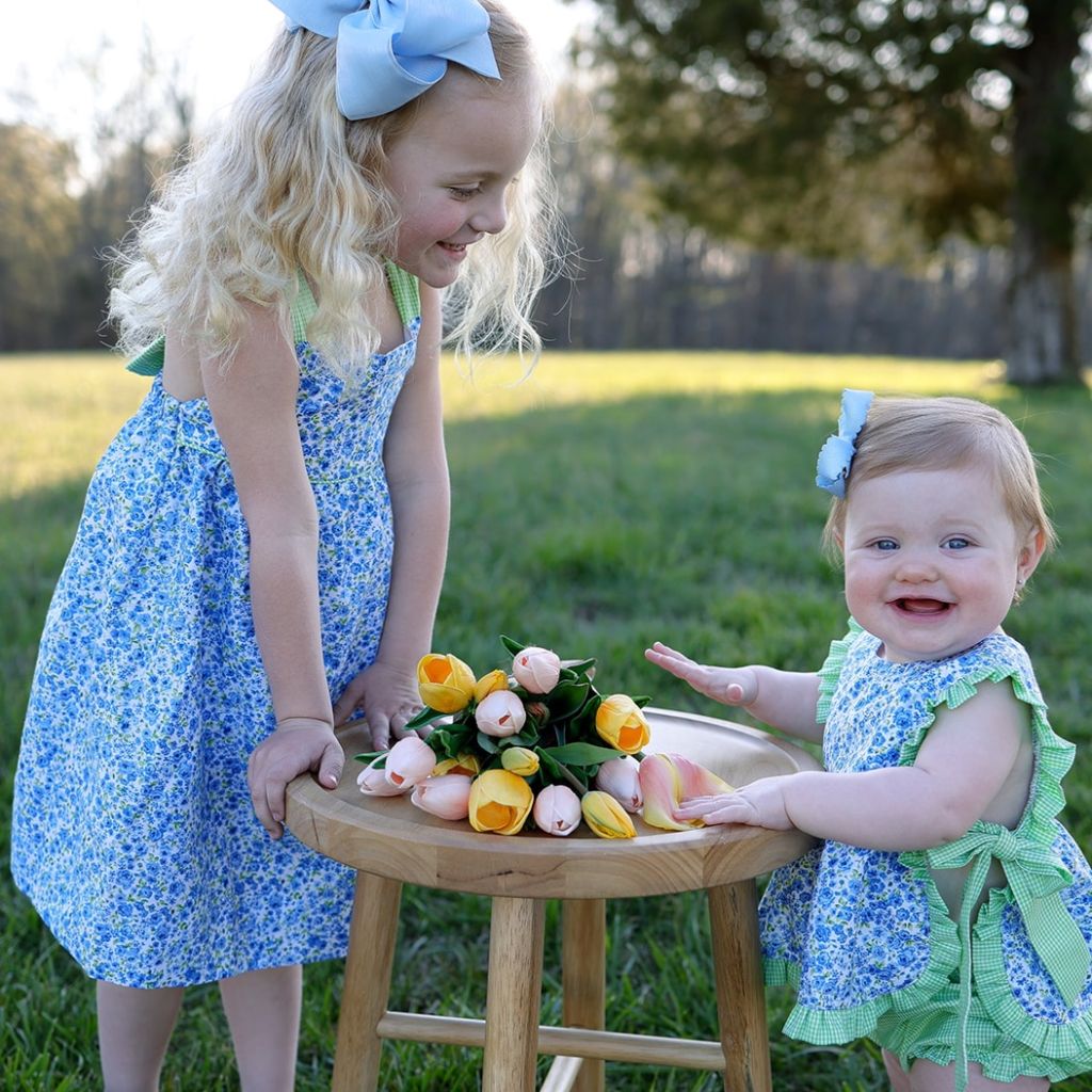 Blue Blossoms Tie-Back Dress