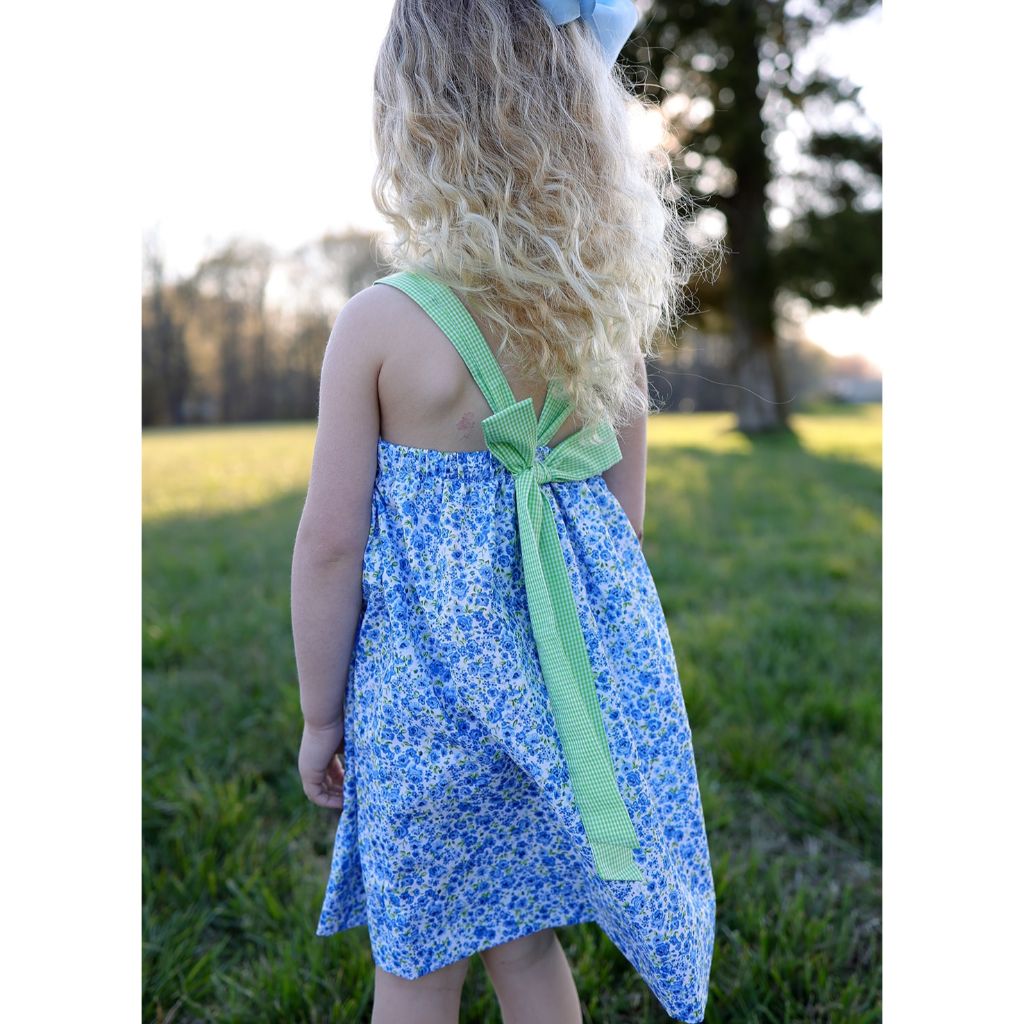 Blue Blossoms Tie-Back Dress