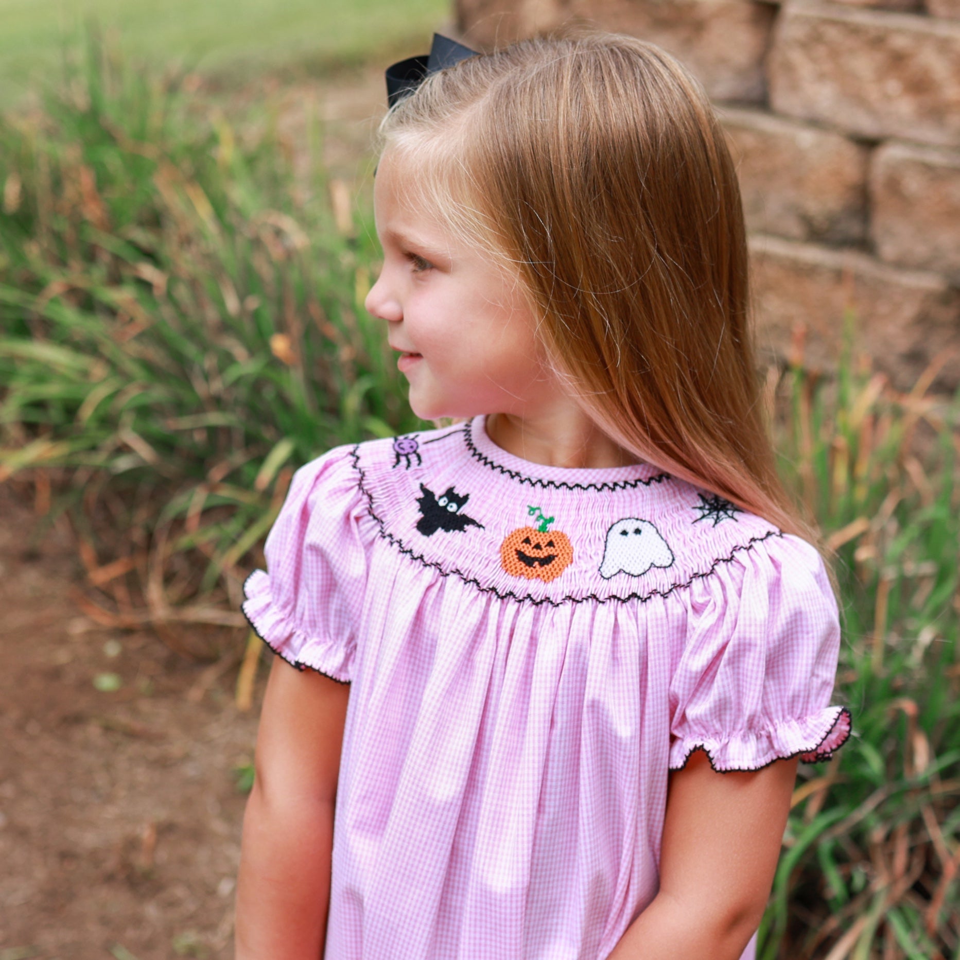 Halloween Pumpkin Ghost Bat Smocking