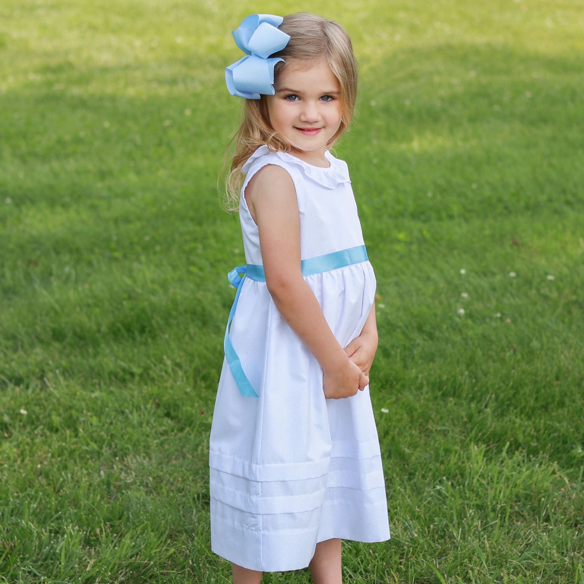 Girls Blue Sash Dress