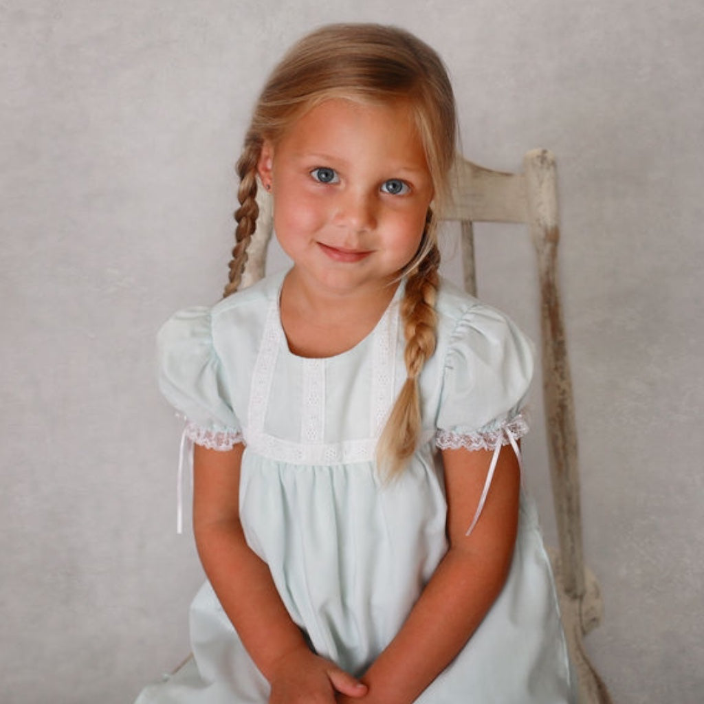 Pale Mint Aqua Girls Flower Girl Dress