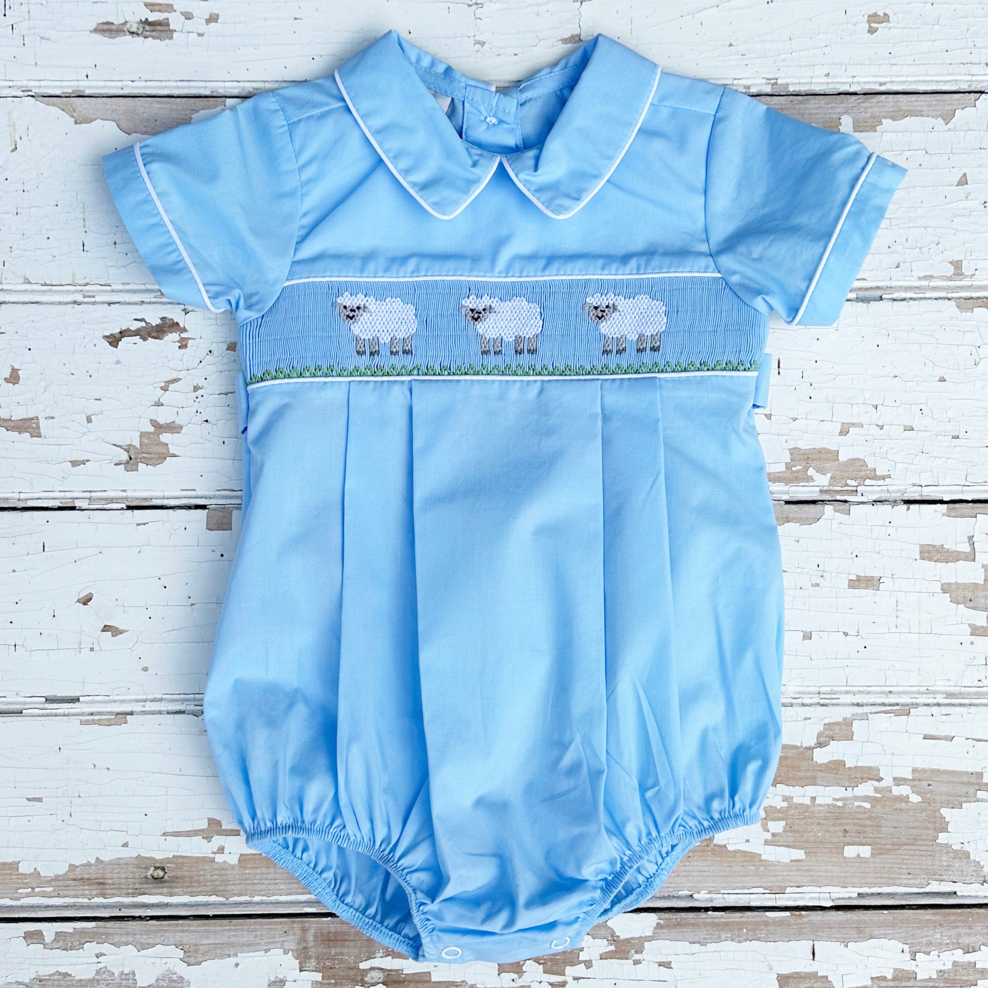 Baby Toddler Boys Hand Smocked Clothing Bubble Romper Jon Jon