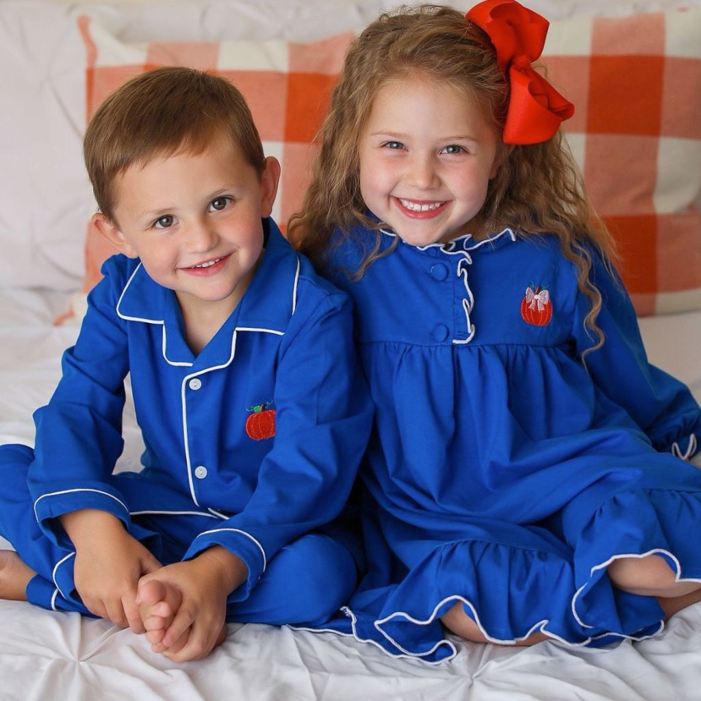 Matching Girl Boy Pumpkin Pajamas