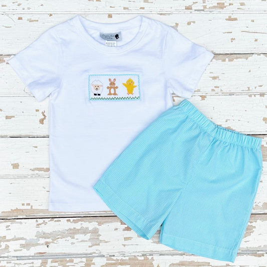 Boys Smocked Easter Shirt and Shorts Set