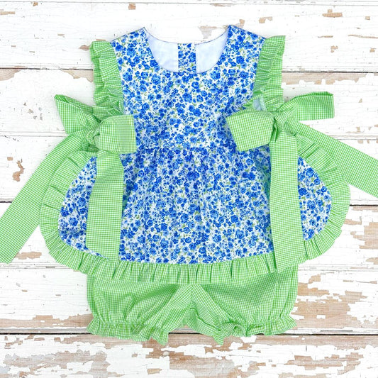 Baby girls blue pinafore set