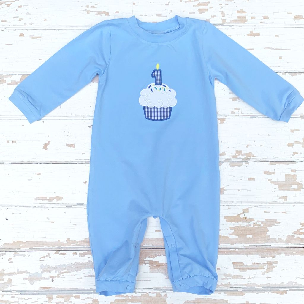 Boys 1st Birthday Outfit Cupcake Applique