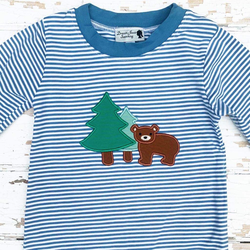 Boys Brown Bear Applique Knit Outfit