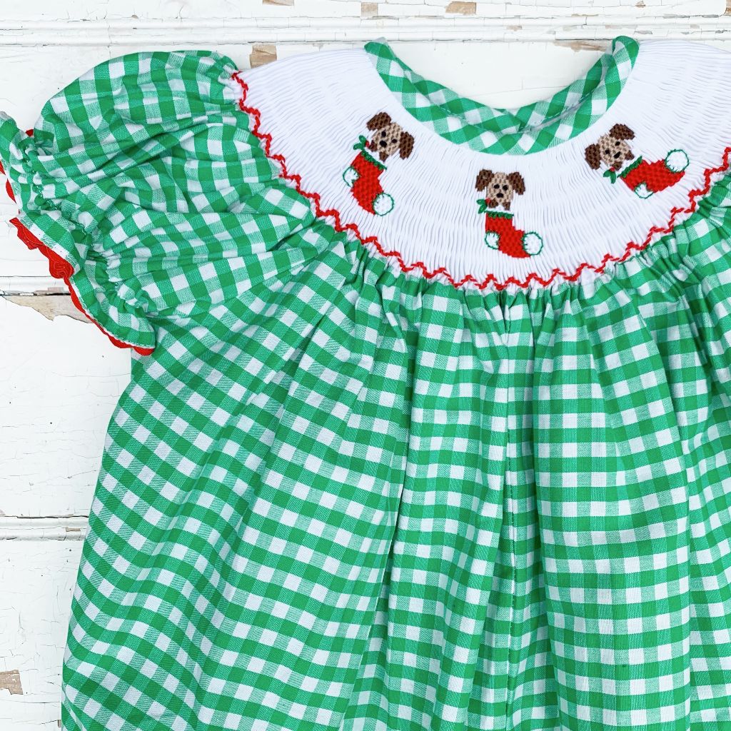 Baby Girls Smocked Christmas Bubble