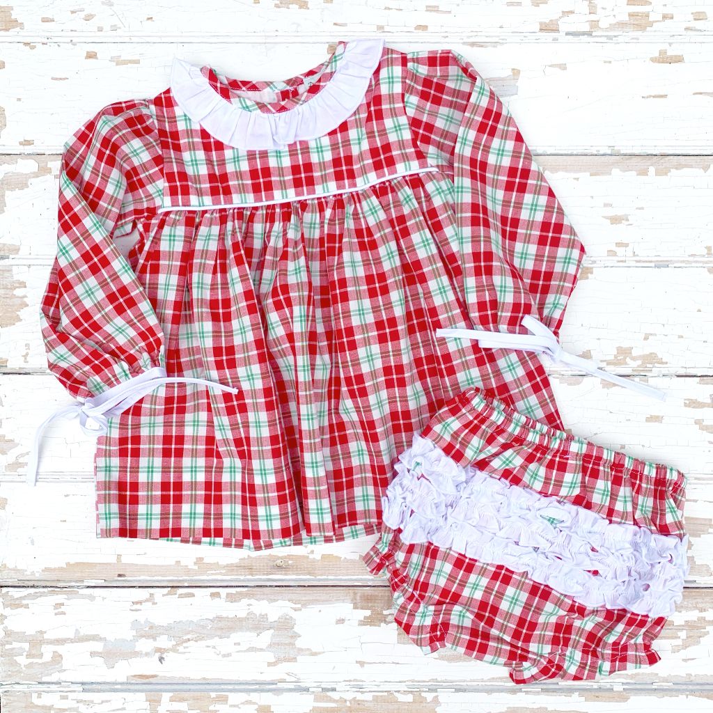 Holly Jolly Plaid Bloomer Set