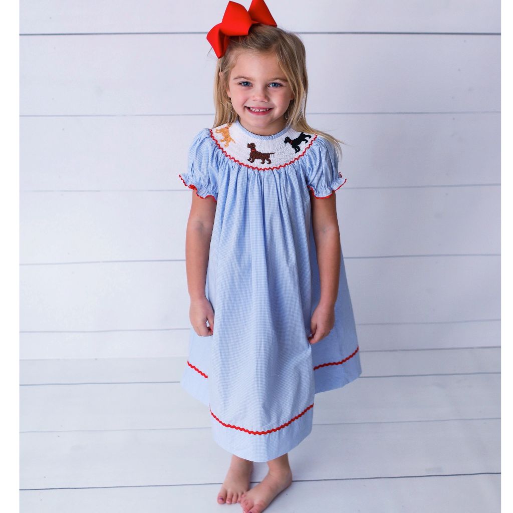 Girls Smocked Lab Bishop Dress