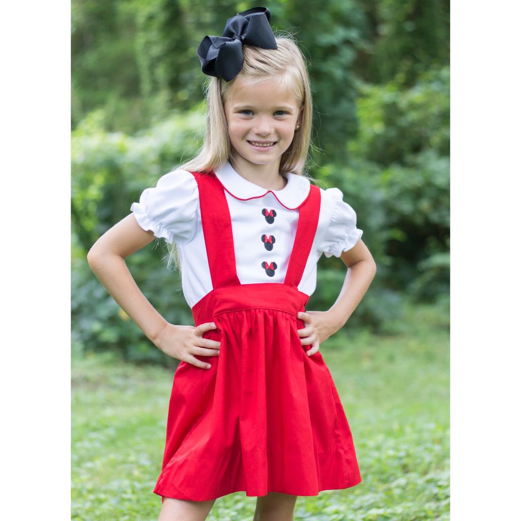 Girls Minnie Mouse Embroidery Skirt Shirt Dress Set