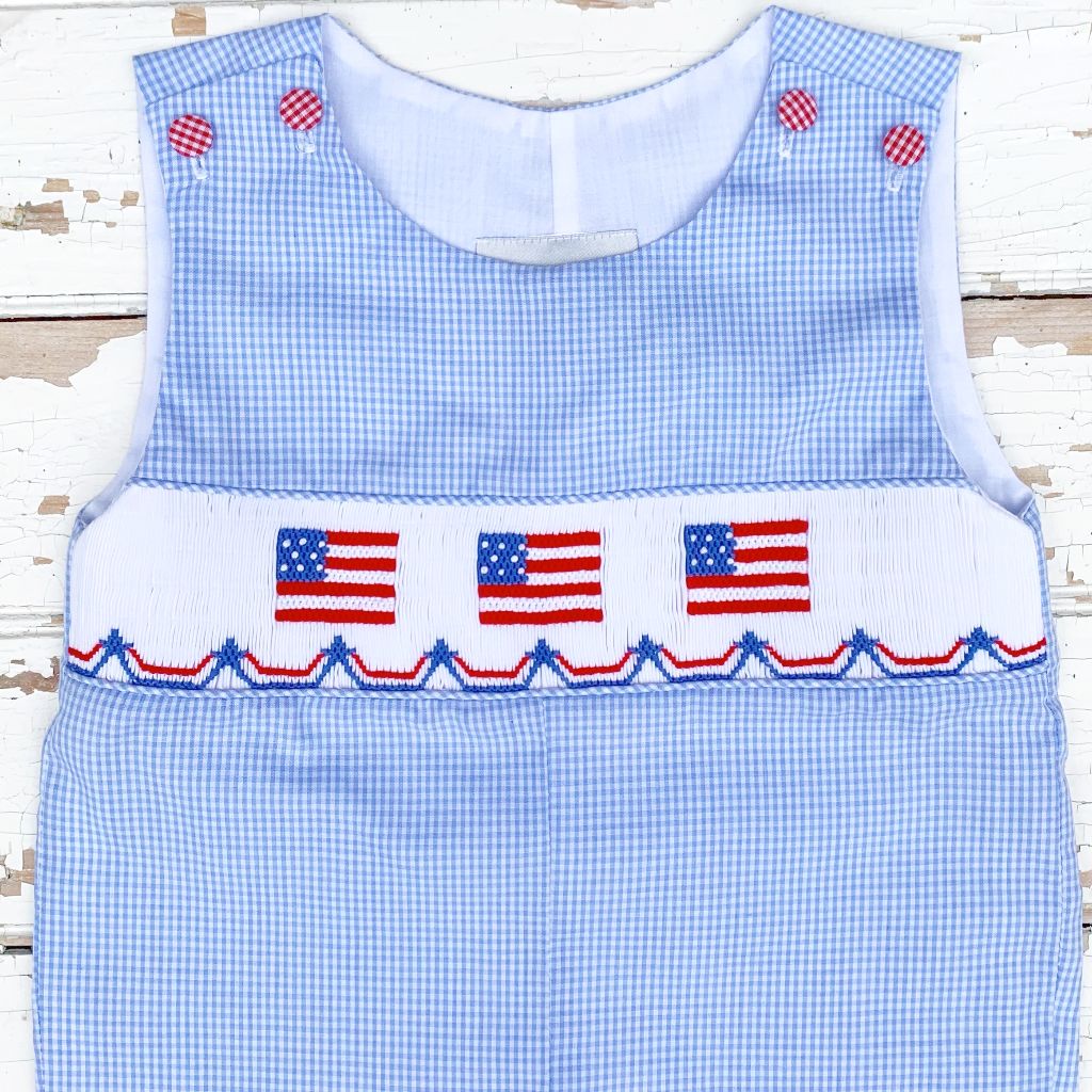 July 4th American Flags Smocked JonJon