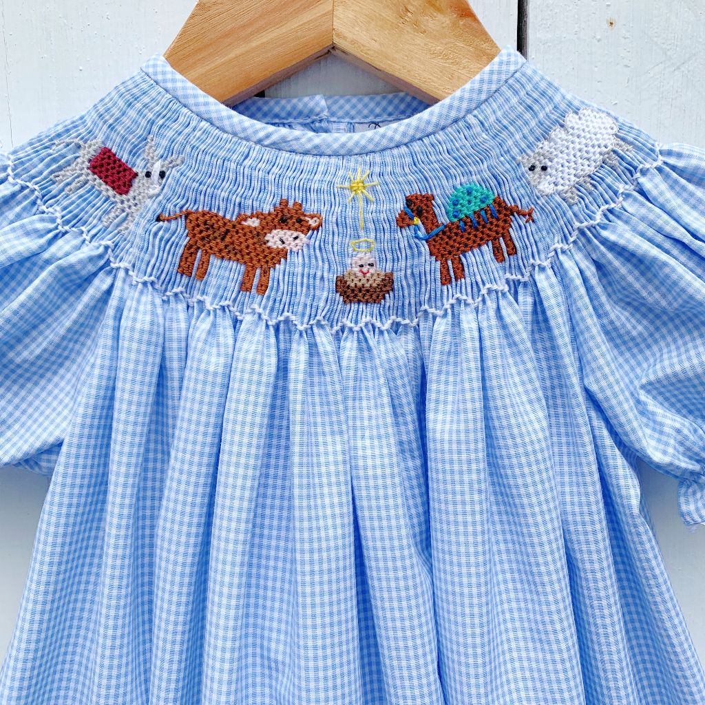 Smocked Baby Jesus Christmas Bishop Dress