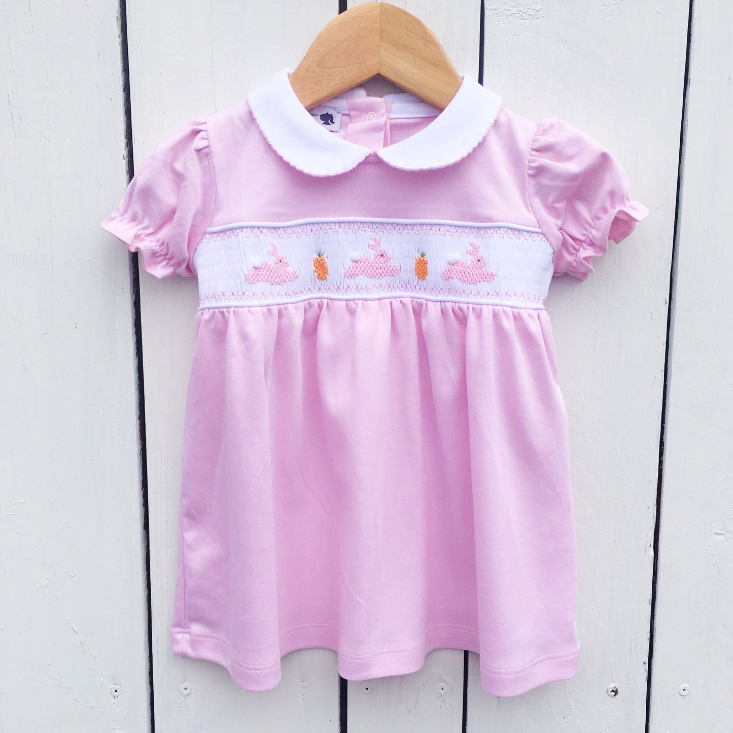 Infant Baby Girl Pima Cotton Smocked Bunny Dress Set Peruvian Cotton