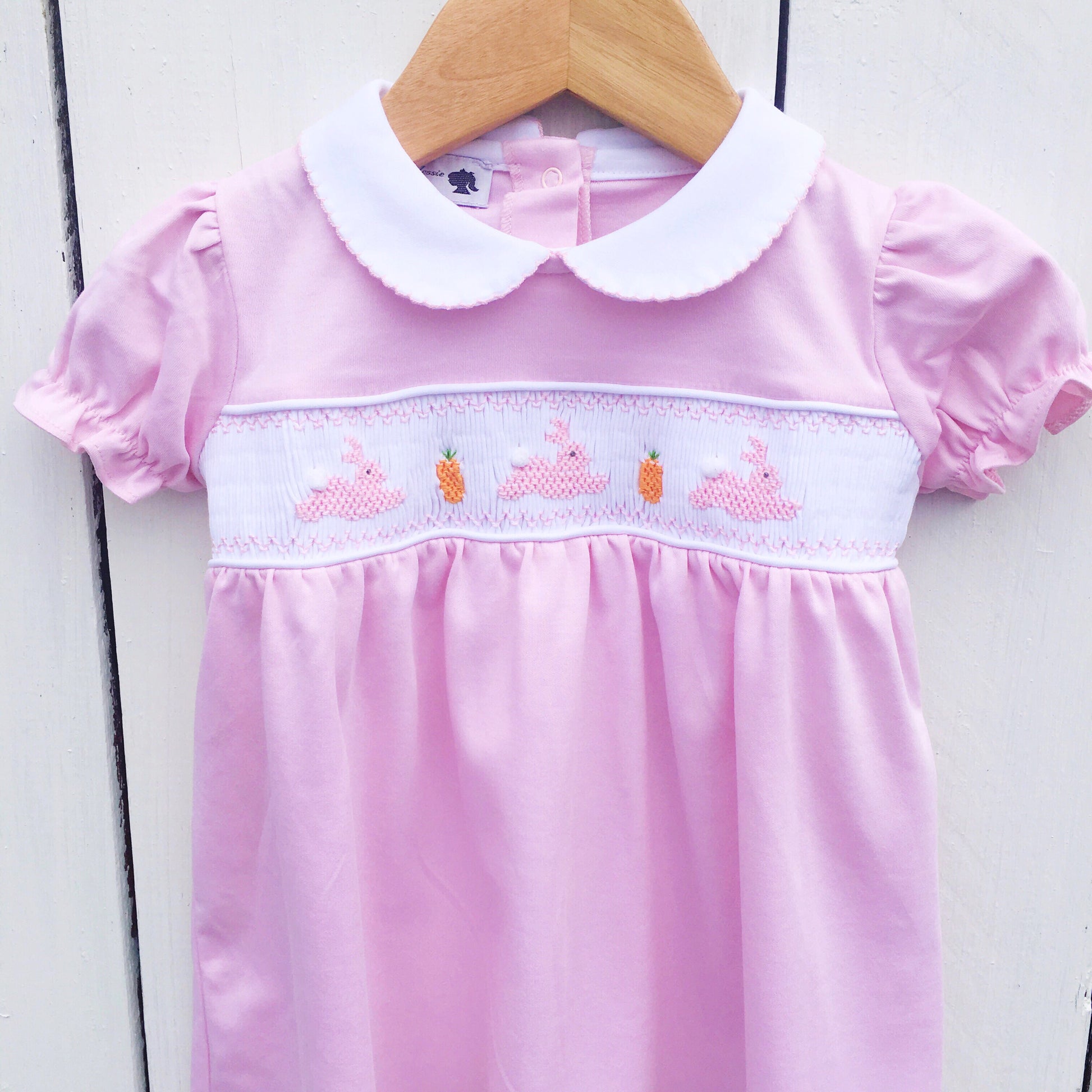 Smocked Easter Bunny Dress Set Pima Cotton Girls