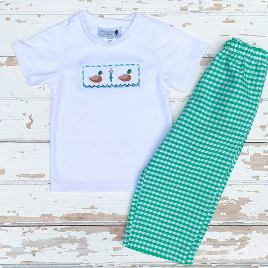 Boys Smocked Mallard Duck Shirt and Pants Set