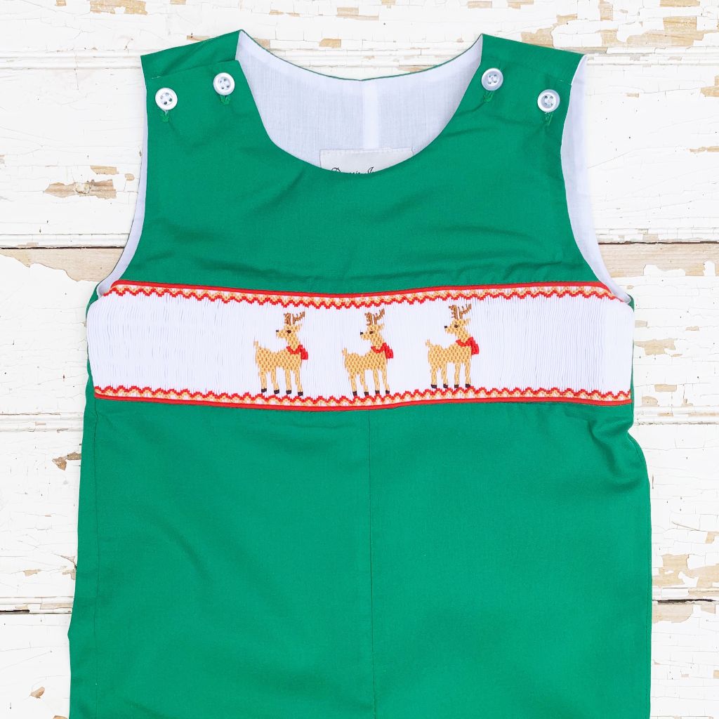 Boys Smocked Reindeer Jon Jon Longall Outfit