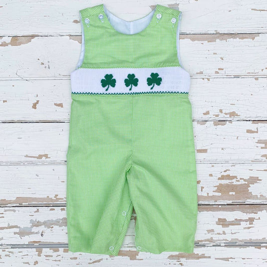 Infant Baby Toddler Boys Smocked Jon Jon Shamrocks Longall