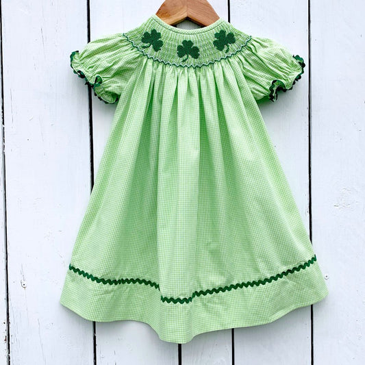 Smocked Shamrock Bishop Dress for Girls