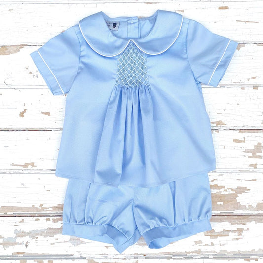 Boys Smocked Top and Banded Shorts Set