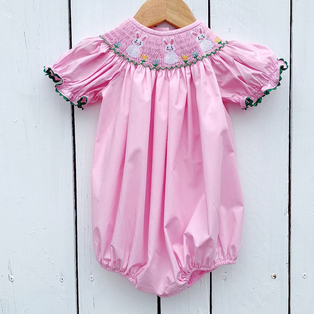 Infant Baby Toddler Girls Smocked Easter Bubble