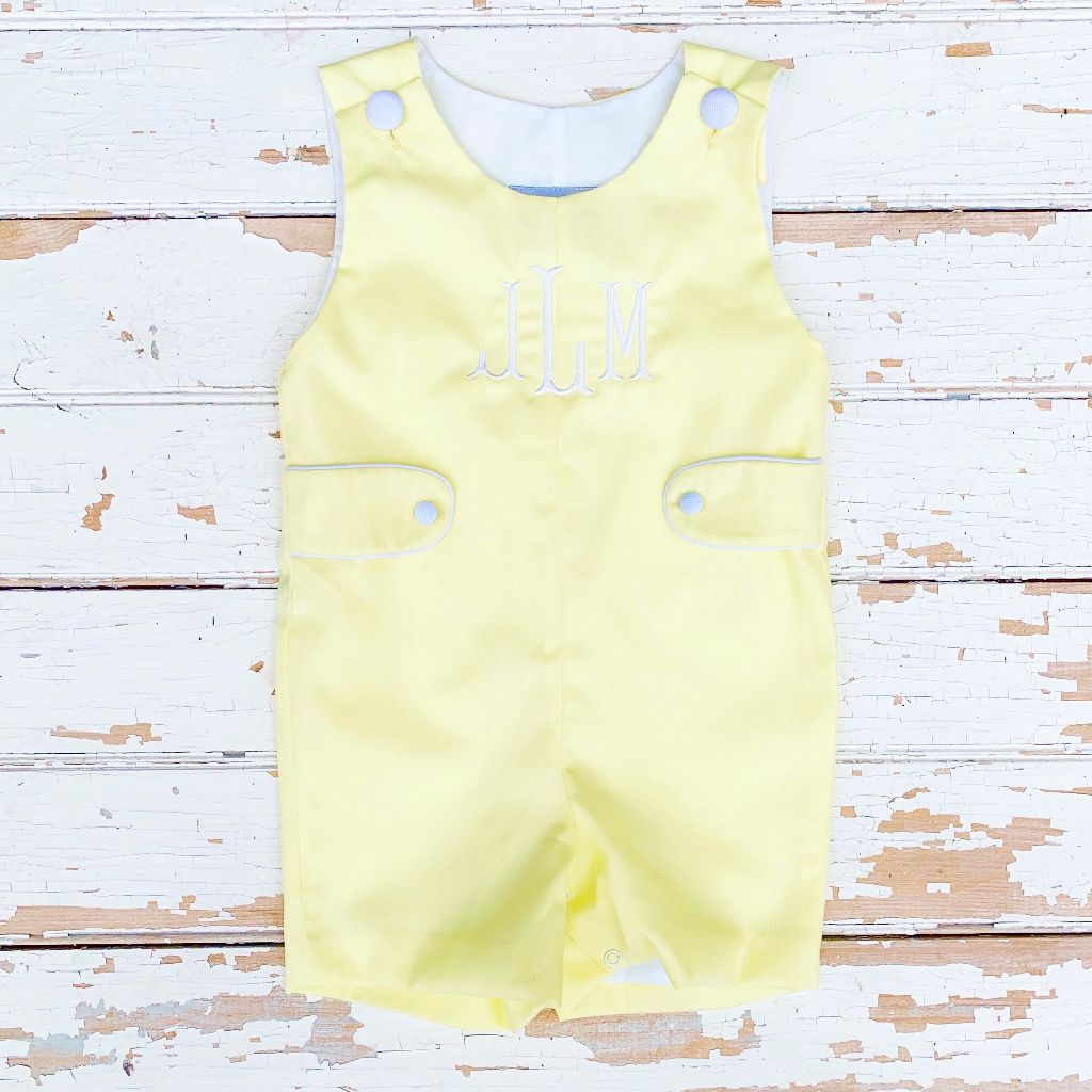 Baby Boys Monogrammed Jon Jon Yellow Shortall