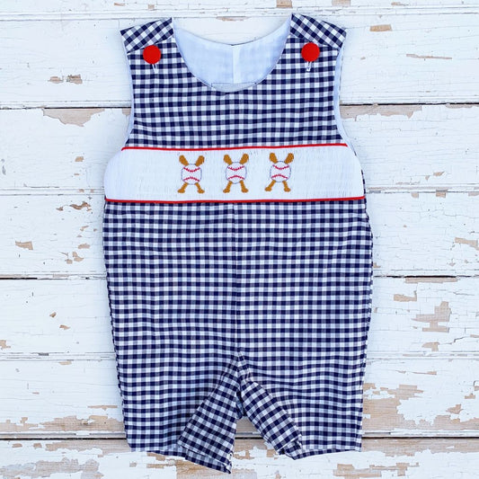 Smocked Baseball Shortall Jon-Jon Boys Outfit Clothing