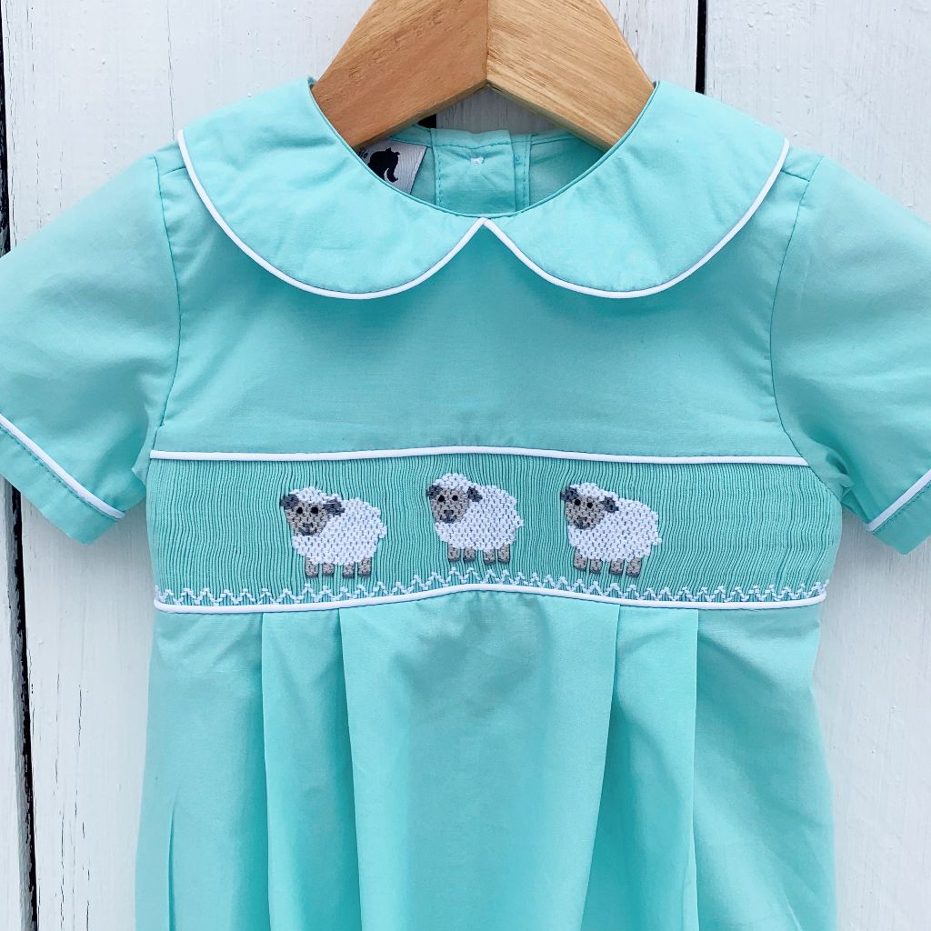 Smocked Lamb Bubble for Baby Boys