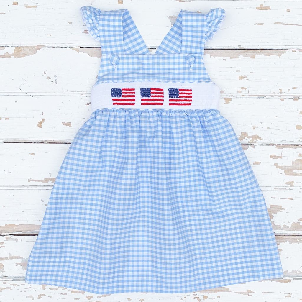 Girls Smocked Flag Dress