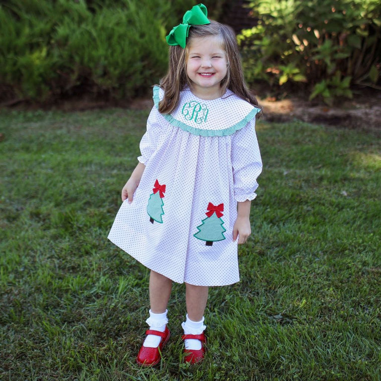 Girls Monogrammed Christmas Dress