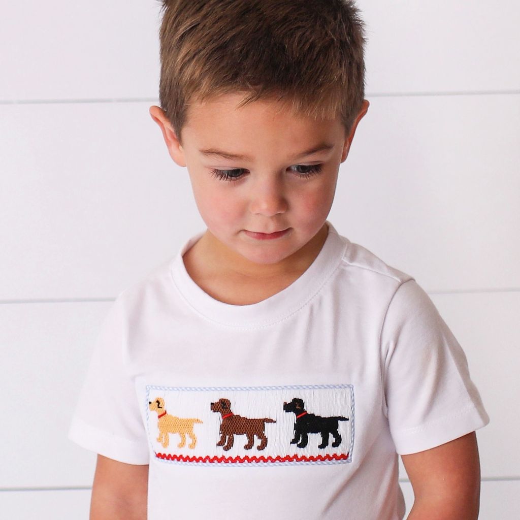 Boys Smocked Lab Puppy Dogs