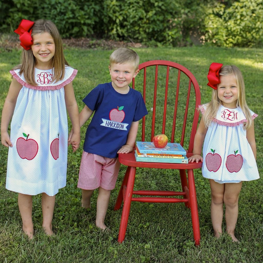 Boy Girl Matching Apple Back to School Clothes