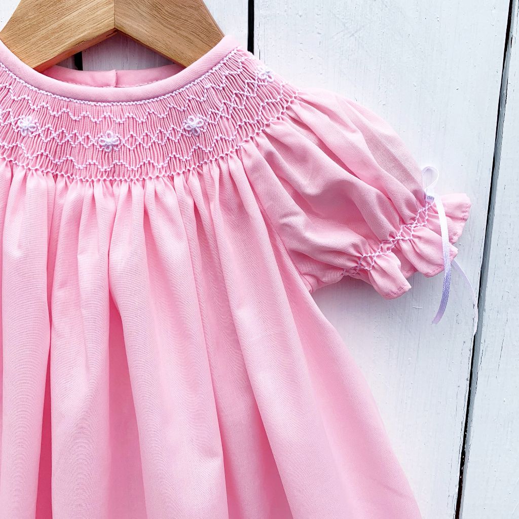 Smocked Pink Heirloom Bishop Dress Easter 