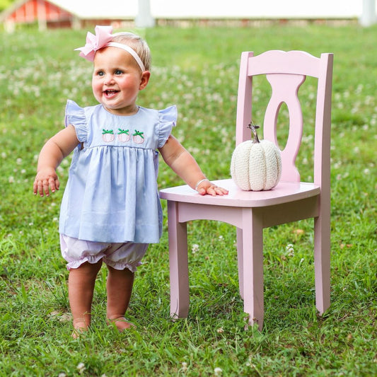 Baby Girls Pink Gingham Pumpkin Bloomer Set