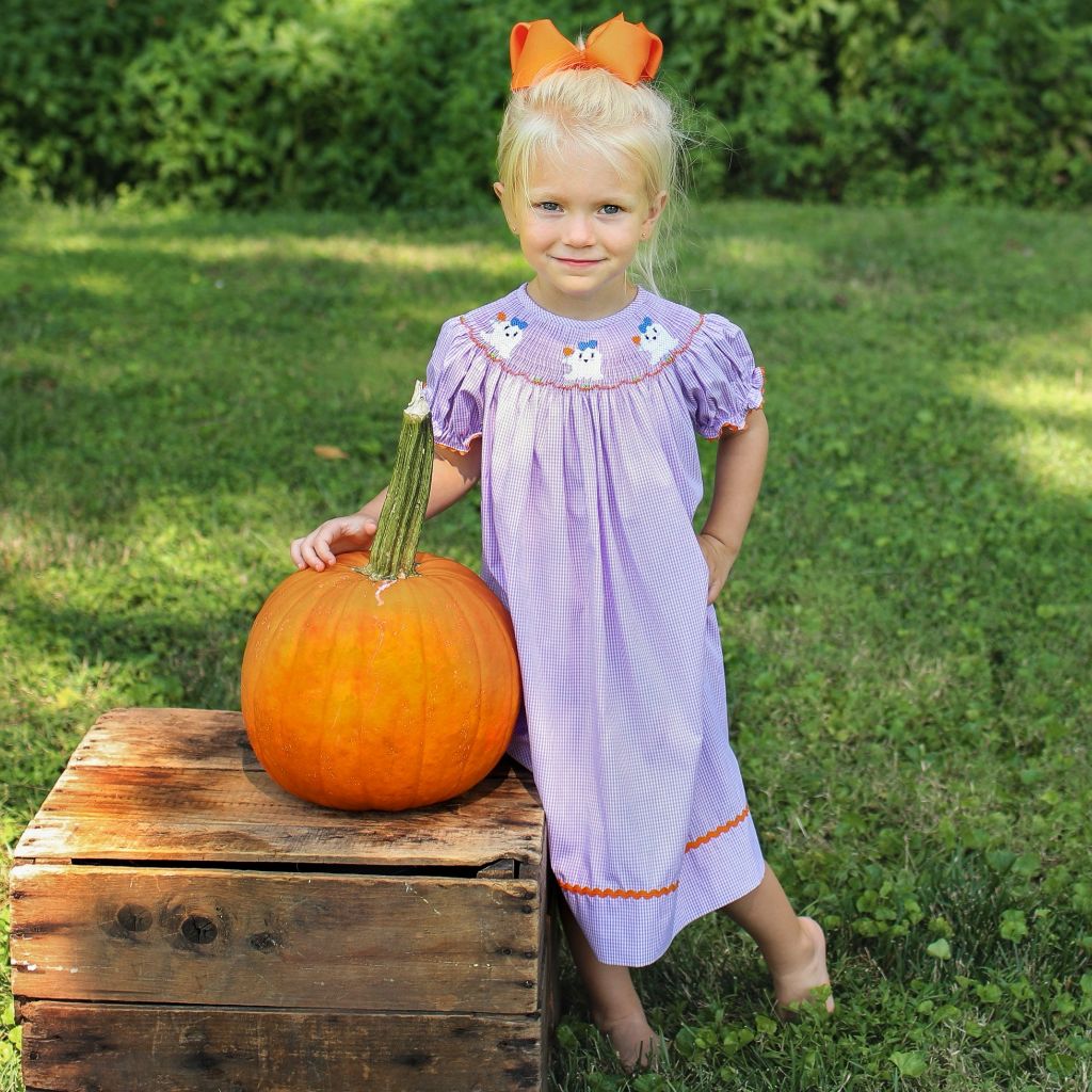 Girls Smocked Halloween Bishop