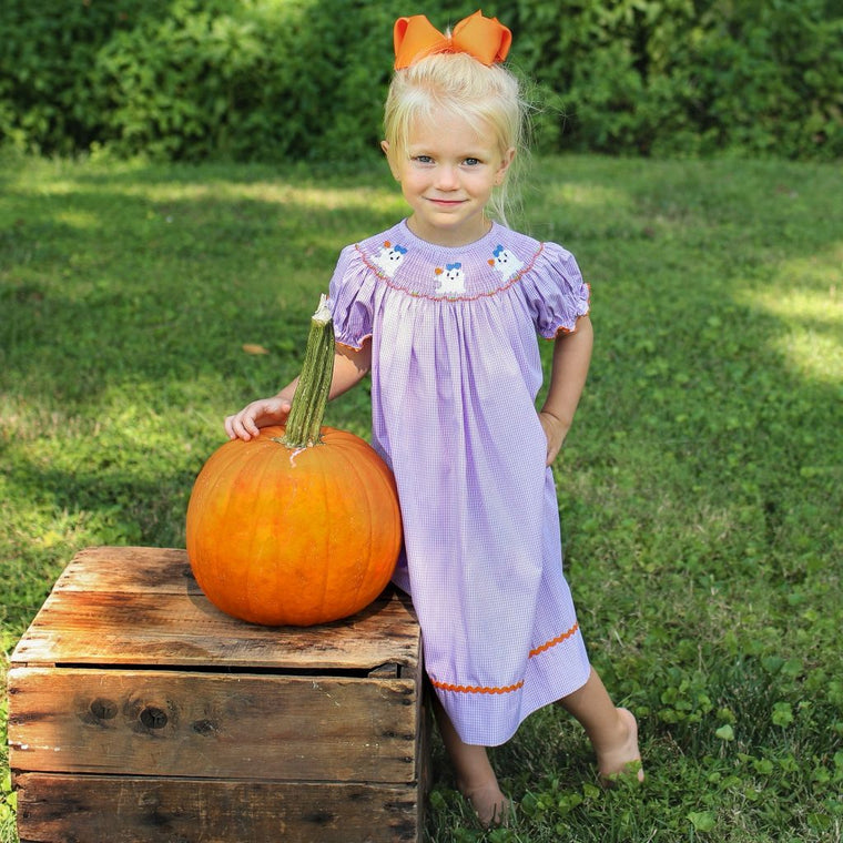 Girls Smocked Halloween Bishop