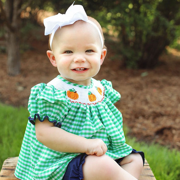 Smocked Pumpkin Patch Bloomer Set - Dressie Jessie Smocking