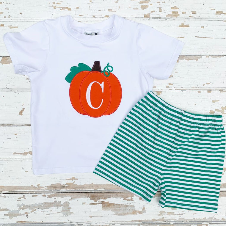 Pumpkin Appliqué Knit Short Set