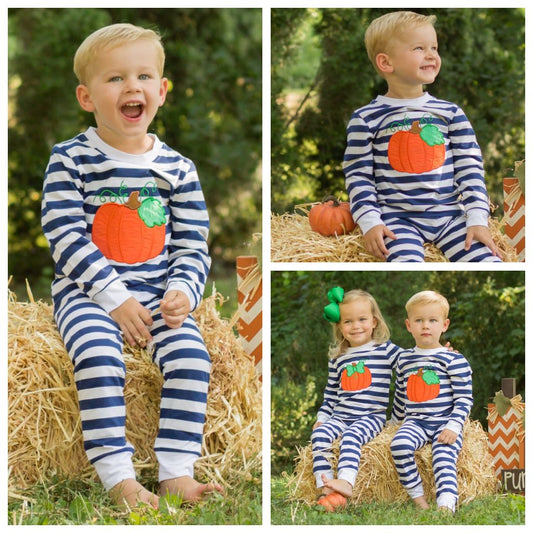 Boys Pumpkin Applique Pajamas PJ's Loungewear