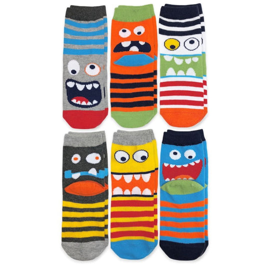 Happy Monster Crew Socks, 6 Pairs